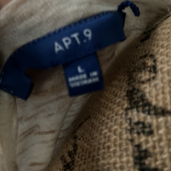 Boutique Apt.9 Cream & Tan Mixed Colors with Printed Sleeves & Tie Knot Size L - Picture 4 of 4